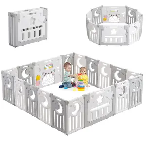 16+2 Panel Baby Foldable Playpen with Safety Gate