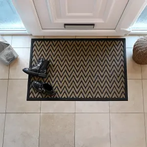 JVL Vienna Rubber Backed Scraper Doormat, 60x90cm, Zigzag