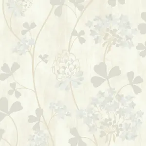 GoodHome Erosa Cream Glitter effect Floral Textured Wallpaper Sample