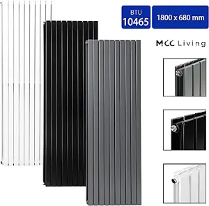 Designer Flat Panel Double Radiator 1800x680 Black by MCC