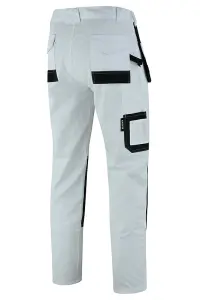 MS9 Men's Work Cargo Trousers Pants Jeans Comes with Multi Functional Pockets T5, White - 32W/32L