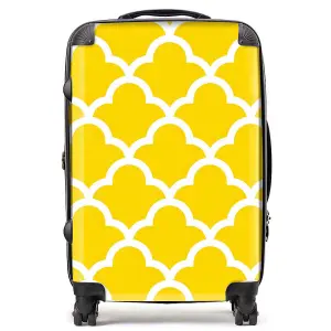 Geometric Yellow Quatrefoil Wave Suitcase - Medium