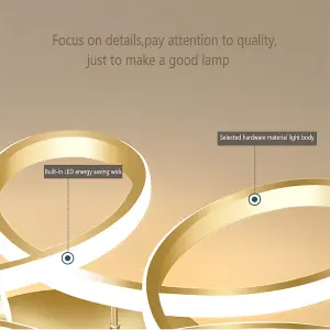 Gold Modern 1 Light Curved Shape Acrylic Flush Mount Integrated LED Ceiling Light Fixture Cool white 58cm