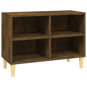 vidaXL TV Cabinet with Solid Wood Legs Smoked Oak 69.5x30x50 cm