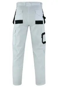 MS9 Men's Work Cargo Trousers Pants Jeans Comes with Multi Functional Pockets T5, White - 36W/34L