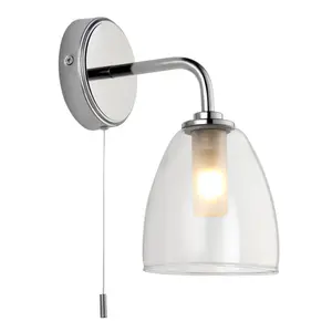 GoodHome Carisi Chrome effect Bathroom Wired Wall light