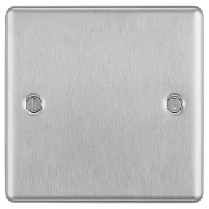 GoodHome Brushed Steel 1 gang Single Blanking plate