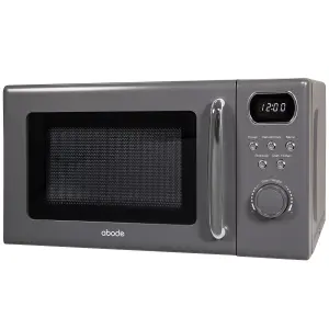 Abode Retro Microwave 20 Litre Grey Digital 700W, Mirror Finish, 8 Auto Cook Settings & Defrost, 5 Power Levels AMD2004G