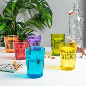 Rink Drink - Coloured Water Glasses - 305ml - 6 Colours - Pack of 12