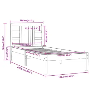 Berkfield Bed Frame White Solid Wood 100x200 cm