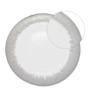 Neel Blue Charger Plates for Table Decoration - Clear Glass with Silver Trim - Pack of 6