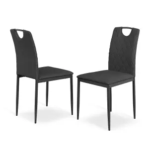 Set Of 6 Monza Fabric Dining Chair Modern Padded Seat Metal Legs Kitchen (Charcoal)