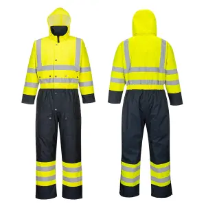 Hi-Vis Contrast Coverall - Yellow and Navy Winter Lined Suit 4XL