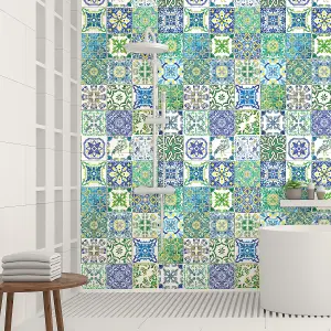 Walplus Vintage Turquoise Combo Mix Tile Stickers