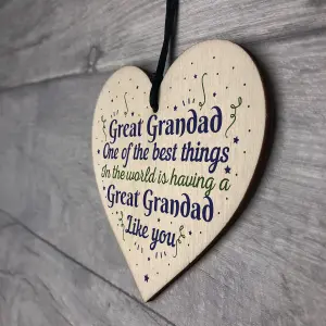 Red Ocean Great Grandad Grandfather Gift Handmade Wooden Heart Plaque Keepsake Gift For Christmas Birthday