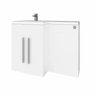 Rinse Bathrooms 1100mm LH Painting Vanity Unit with Basin and Back to Wall Unit Bathroom Storage Unit Free Standing White