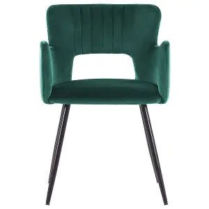 Set of 2 Dining Chairs SANILAC Velvet Emerald Green