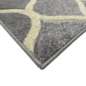 Portland Grey & White Geometric Medium Rug, (L)170cm x (W)120cm