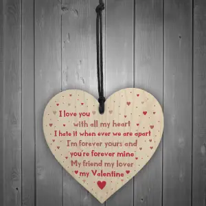 Handmade My Valentine Wood Heart Valentines Day Gift For Boyfriend Girlfriend Husband Wife