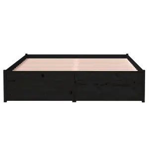 Berkfield Bed Frame Black Solid Wood 120x190 cm Small Double