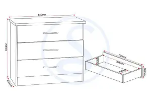 Nevada 3 Drawer Chest Sonoma Oak Effect