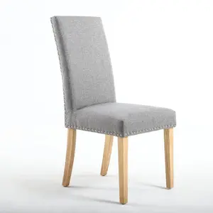 Richard Upholstered Dining Chair (Set of 2) Steel Grey Linen Effect / Natural