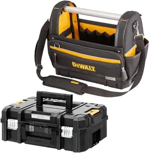 Dewalt Tstak Bottom Large Pro Open Mouth Tote Bag 18" Toolbag + Tstak 2 Case