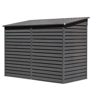 8.8 x 4.7 ft Pent Metal Garden Storage Shed Lean to Shed Motorcycle Shed with Lockable Door,Grey