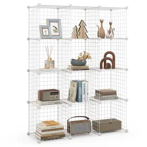 Costway 12 Cube Storage Shelf Rack DIY Wire Grid Bookcase Display Cabinet Organiser