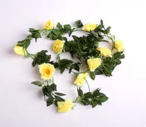 Best Artificial 7ft Yellow Silk Rose Garland decoration - perfect from home, office or events