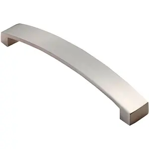 Flat Curved Bow Pull Handle 172 x 25mm 160mm Fixing Centres Satin Nickel