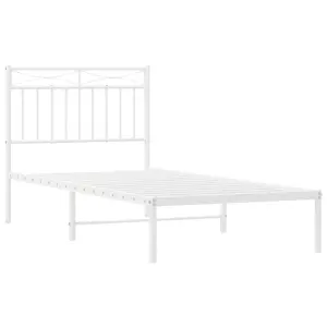 Berkfield Metal Bed Frame with Headboard White 90x190 cm