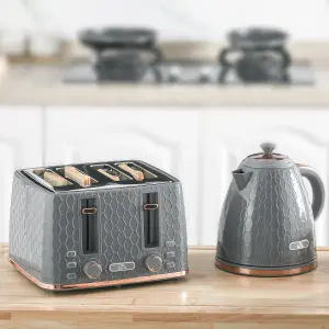 HOMCOM 1.7L Kettle and Toaster Set with Defrost Reheat and Crumb Tray Grey