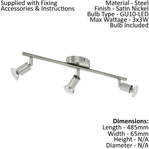 Ceiling Spot Light & 2x Matching Wall Lights Satin Nickel Adjustable Kitchen