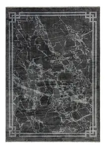 Grey Border Luxurious Modern Abstract Bordered Easy to clean Rug for Dining Room Bed Room and Living Room-200cm X 290cm