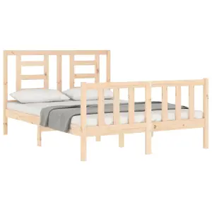 Berkfield Bed Frame with Headboard Small Double Solid Wood