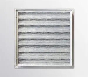 AirTech-UK HVAC Fixed Louvre Exterior Grille 400 x 400mm Air Vent Aluminum Grille for Walls and Crawl Space Bird Mesh Weatherproof