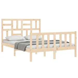 Berkfield Bed Frame with Headboard Small Double Solid Wood