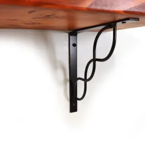 Wooden Rustic Shelf with Bracket WPRP Black 220mm 9 inches Teak Length of 40cm