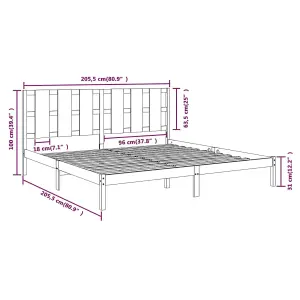 Berkfield Bed Frame White Solid Wood Pine 200x200 cm