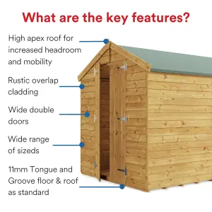 BillyOh Keeper Overlap Apex Wooden Shed - 8x6 - Windowless