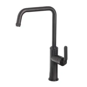 Decor Brushed Black Single Lever Kitchen Sink Mixer Tap Knurled Handle