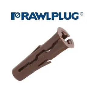 Rawl Plug Multi Purpose Brown 7mm Wall Plugs & Screws / 450 Plugs & 450 Screws