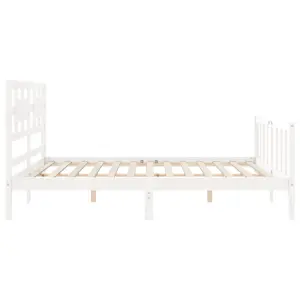 Berkfield Bed Frame with Headboard White 160x200 cm Solid Wood