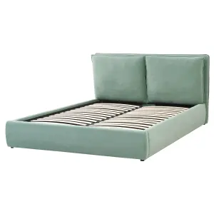 Velvet EU King Size Ottoman Bed Green BAJONNA