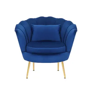 Velvet Blue Daisy Accent Chair