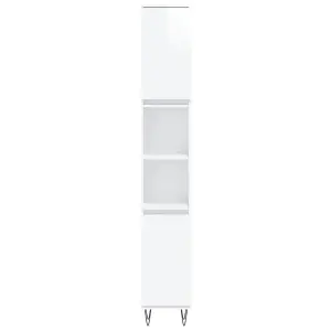 Berkfield Bathroom Cabinet High Gloss White 30x30x190 cm Engineered Wood