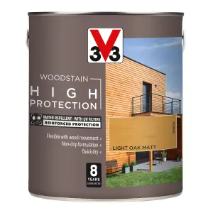 V33 High protection Light oak Matt Wood stain, 2.5L