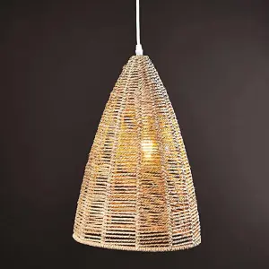 Wicker Rattan Basket Pendant Light - Large