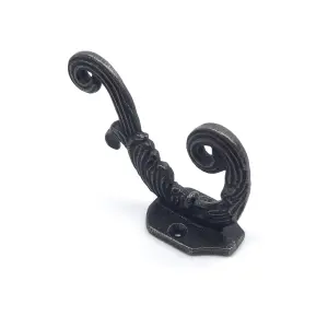 Oakcrafts - Antique Cast Iron Hat and Coat Hook Majestic Swirl - Pack of 4